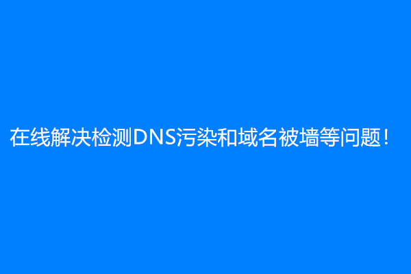 在线解决检测DNS污染和域名被墙等问题！