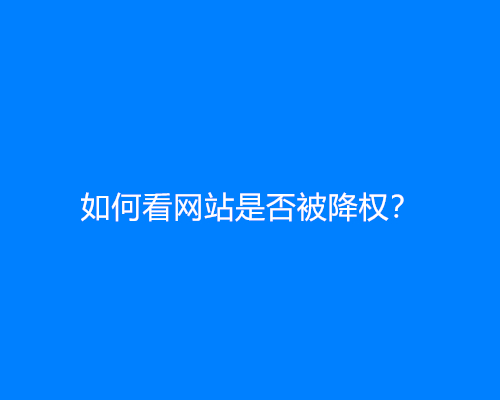 如何看网站是否被降权？