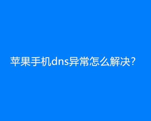 苹果手机dns异常怎么解决？