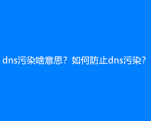 dns污染啥意思？如何防止dns污染？