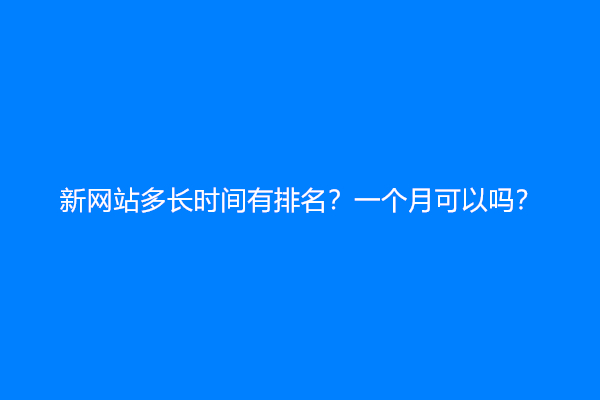 新网站多长时间有排名？一个月可以吗？