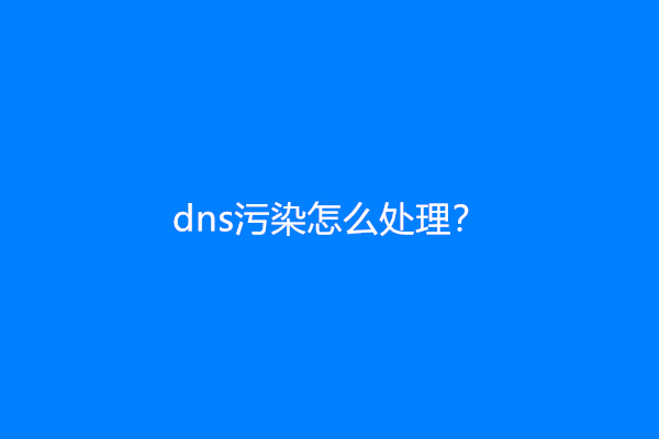 dns污染怎么处理？