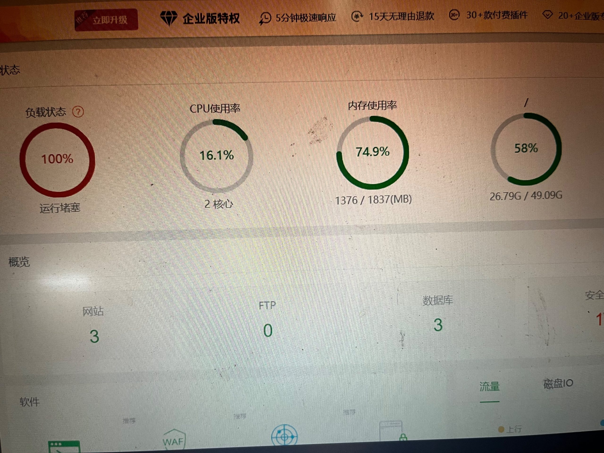 运行堵塞经常100%，网站后台打开很慢怎么办？
