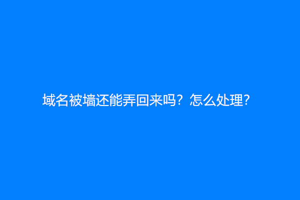 域名被墙还能弄回来吗？怎么处理？