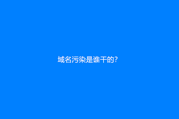 域名污染是谁干的？