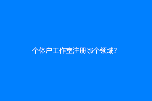 个体户工作室注册哪个领域？