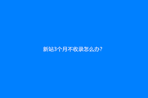 新站3个月不收录怎么办？