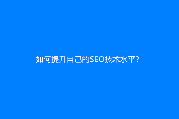如何提升自己的SEO技术水平？