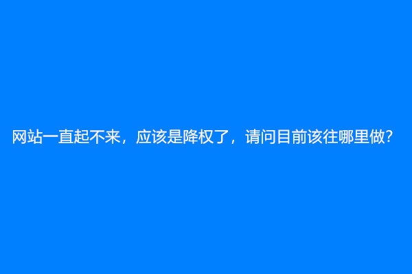 网站一直起不来，应该是降权了，请问目前该往哪里做？