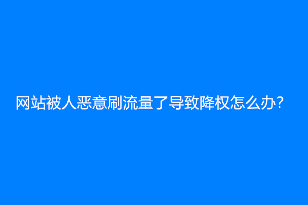 网站被人恶意刷流量了导致降权怎么办？