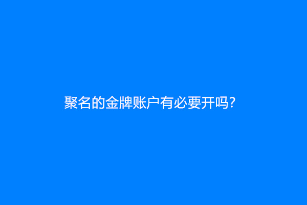 聚名的金牌账户有必要开吗？